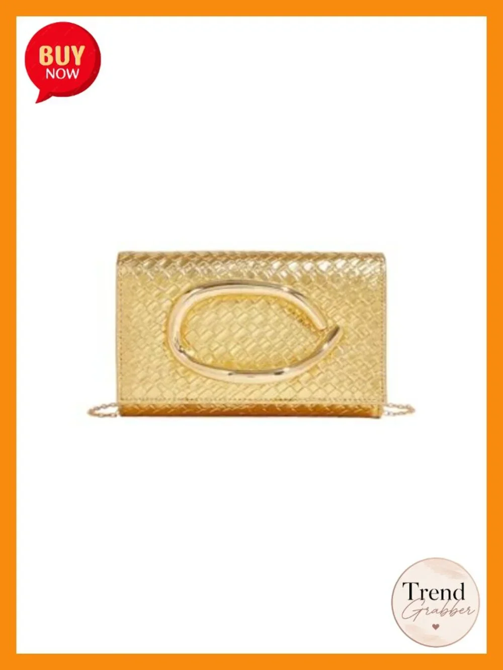 PU Leather Evening Clutch Purse with Chain Metal Decoration Shoulder Bag